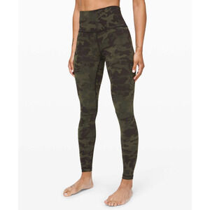 Lululemon Heritage Gator Green Camo Set Wunder Under 28" (2) & Energy Bra (4)